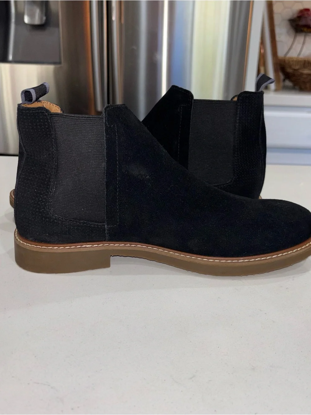 Steve Madden Men's Black Leather Chelsea Ankle Boots Pull Tab US 8M EU41